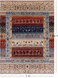 Tribal Gabbeh Handmade Wool Rug - 4' 10" X 6' 7" - Golden Nile