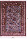 Blue Super Kazak Hand Knotted Wool Rug - 4' 4" X 5' 10" - Golden Nile