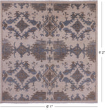 Ivory Square William Morris Hand Knotted Wool Rug - 6' 1" X 6' 2" - Golden Nile