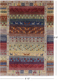 Tribal Gabbeh Handmade Wool Rug - 6' 10" X 9' 8" - Golden Nile