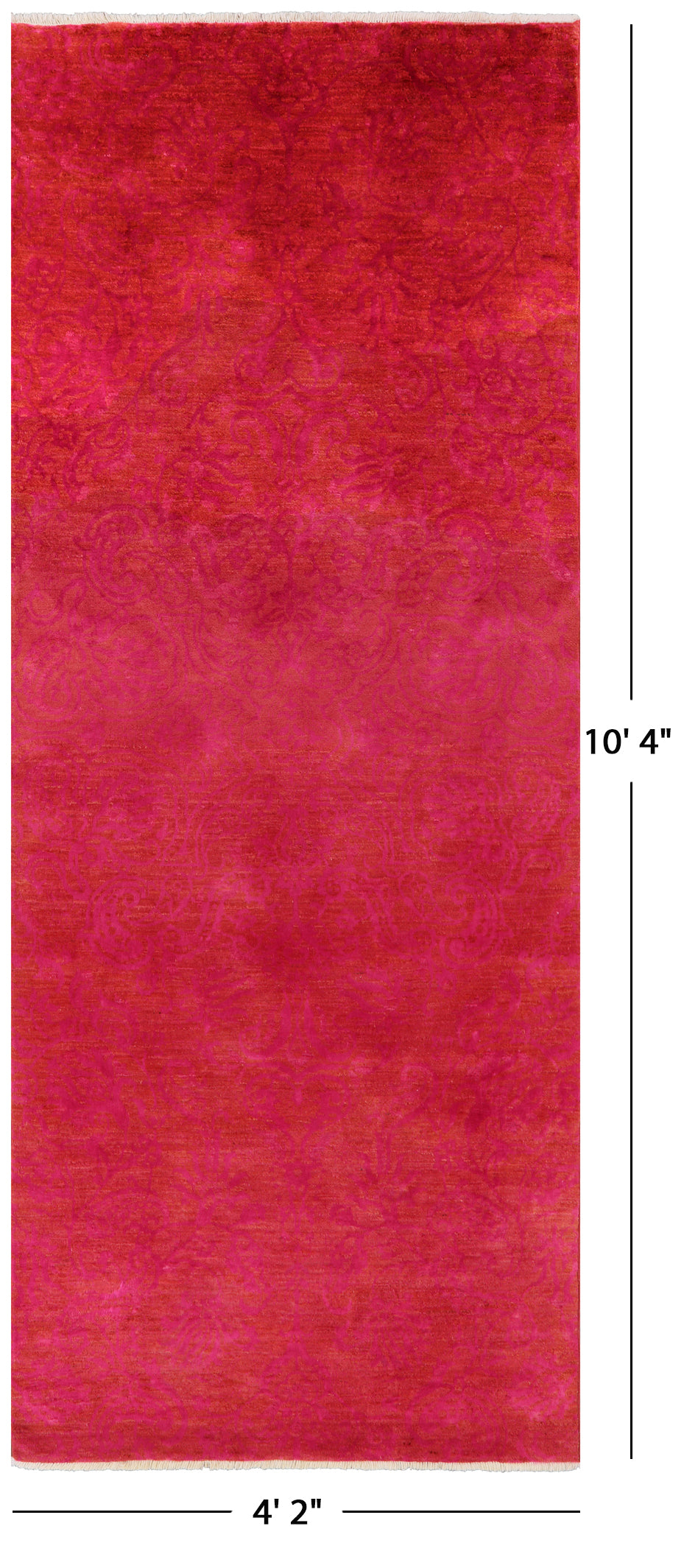 Full Pile Overdyed Hand Knotted Wool Runner Rug - 4' 2" X 10' 4" - Golden Nile