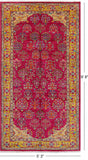 Pink William Morris Hand Knotted Wool Rug - 5' 3" X 9' 8" - Golden Nile