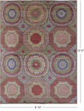 Geometric Persian Mamluk Hand Knotted Wool & Silk Rug - 8' 10" X 12' 0" - Golden Nile