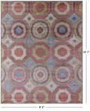 Geometric Persian Mamluk Hand Knotted Wool & Silk Rug - 8' 2" X 10' 1" - Golden Nile