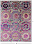 Geometric Persian Mamluk Hand Knotted Wool & Silk Rug - 8' 11" X 11' 11" - Golden Nile