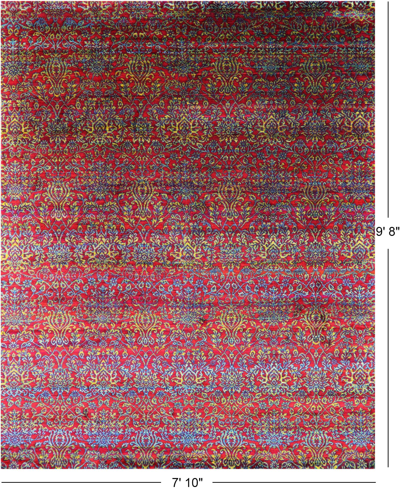 Red Persian Hand Knotted 100% Silk Rug - 7' 10" X 9' 8" - Golden Nile