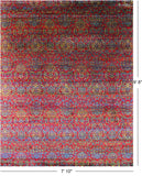 Red Persian Hand Knotted 100% Silk Rug - 7' 10" X 9' 8" - Golden Nile