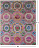 Geometric Persian Mamluk Hand Knotted Wool & Silk Rug - 8' 2" X 10' 2" - Golden Nile