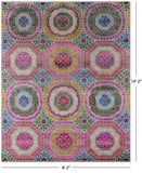 Geometric Persian Mamluk Hand Knotted Wool & Silk Rug - 8' 2" X 10' 2" - Golden Nile