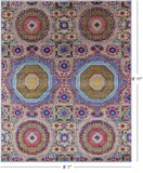 Geometric Persian Mamluk Hand Knotted Wool & Silk Rug - 8' 1" X 9' 11" - Golden Nile