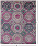 Geometric Persian Mamluk Handmade Wool & Silk Rug - 8' 1" X 10' 1" - Golden Nile
