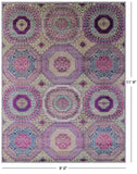 Geometric Persian Mamluk Hand Knotted Wool & Silk Rug - 9' 0" X 11' 9" - Golden Nile