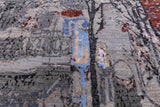 Modern Handmade Wool & Silk Urban Design Rug - 9' 2" X 12' 1" - Golden Nile