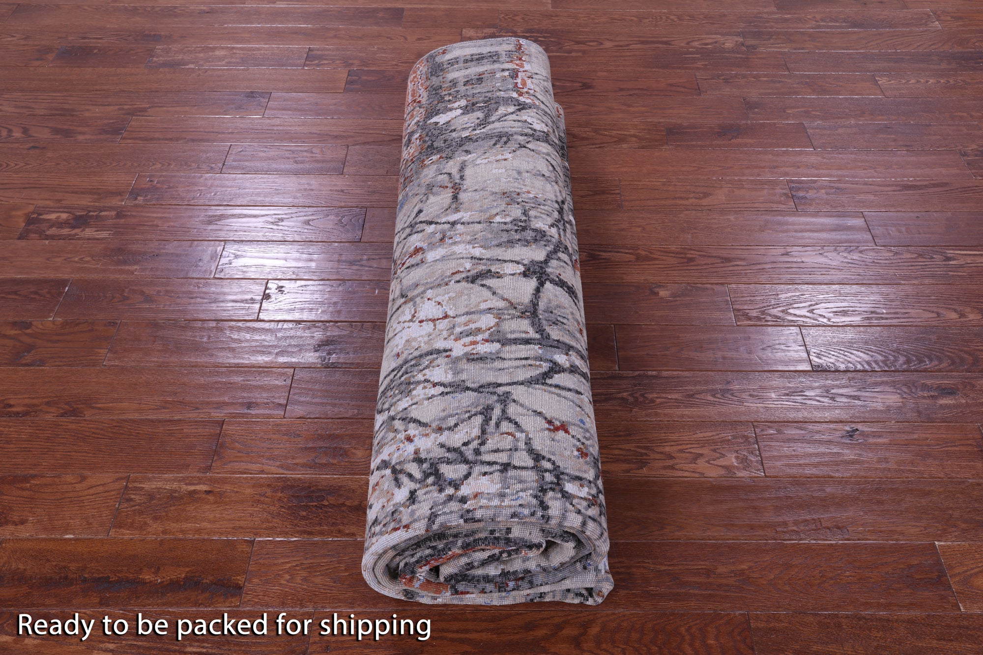 Modern Handmade Wool & Silk Urban Design Rug - 9' 2" X 12' 1" - Golden Nile