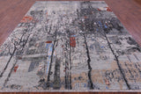 Modern Handmade Wool & Silk Urban Design Rug - 9' 2" X 12' 1" - Golden Nile