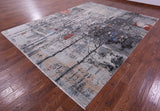Modern Handmade Wool & Silk Urban Design Rug - 9' 2" X 12' 1" - Golden Nile