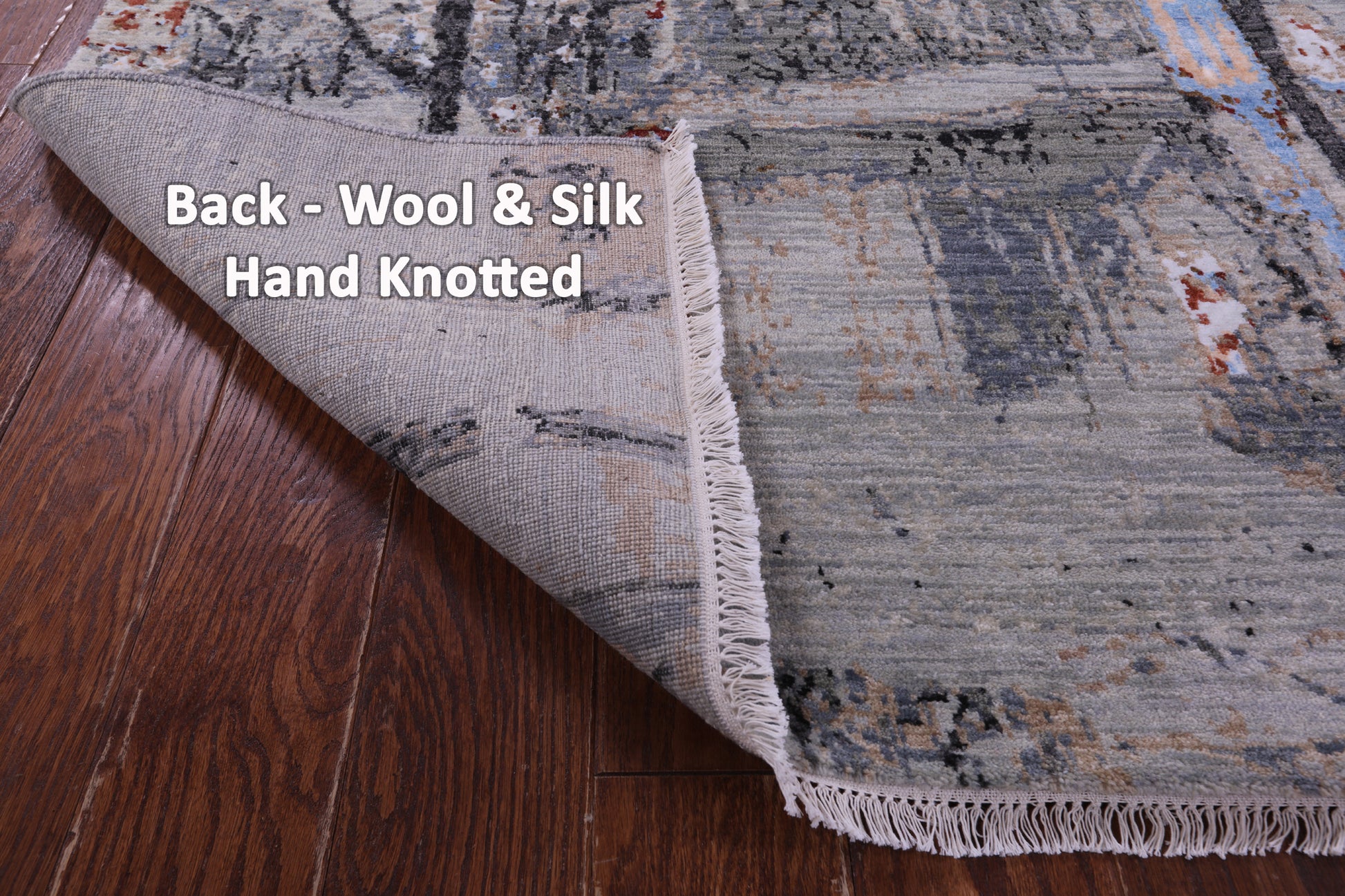 Modern Handmade Wool & Silk Urban Design Rug - 9' 2" X 12' 1" - Golden Nile