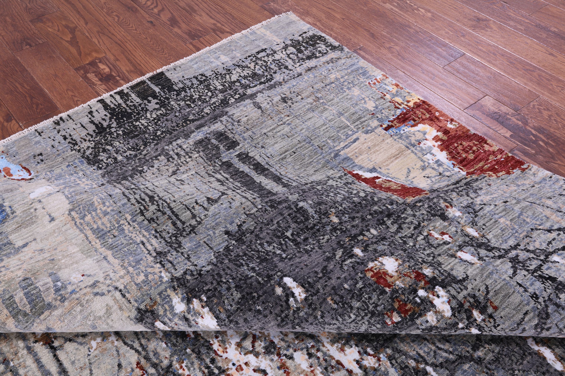 Modern Handmade Wool & Silk Urban Design Rug - 9' 2" X 12' 1" - Golden Nile