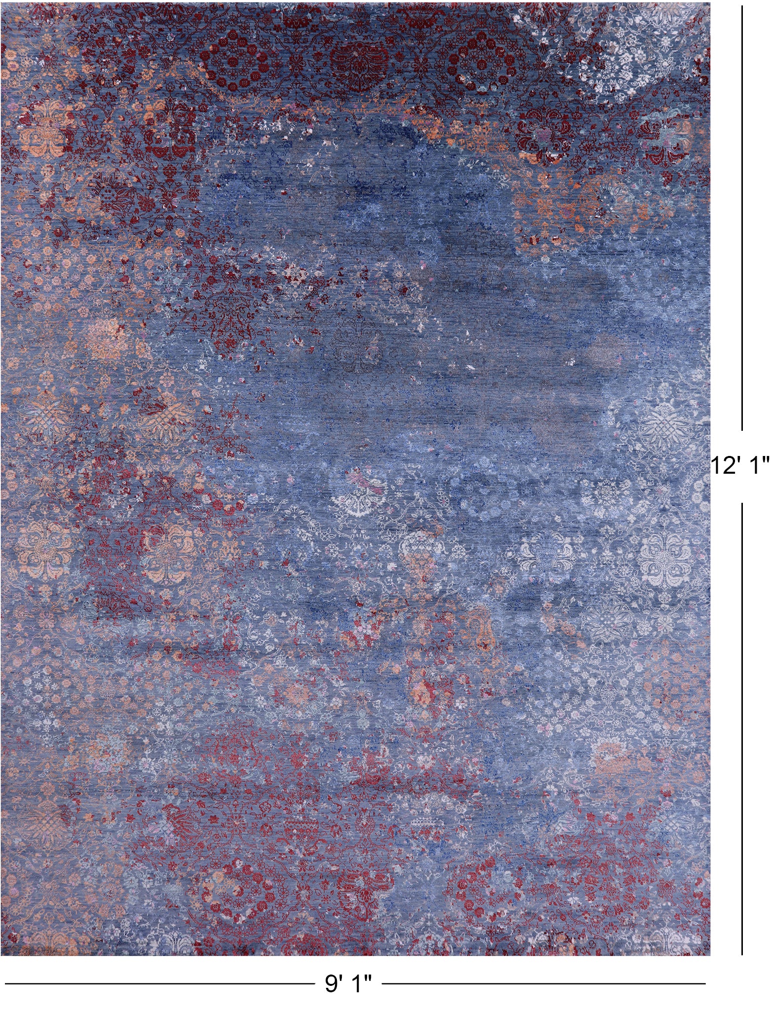 Abstract Modern Hand Knotted Wool & Silk Rug - 9' 1" X 12' 1" - Golden Nile