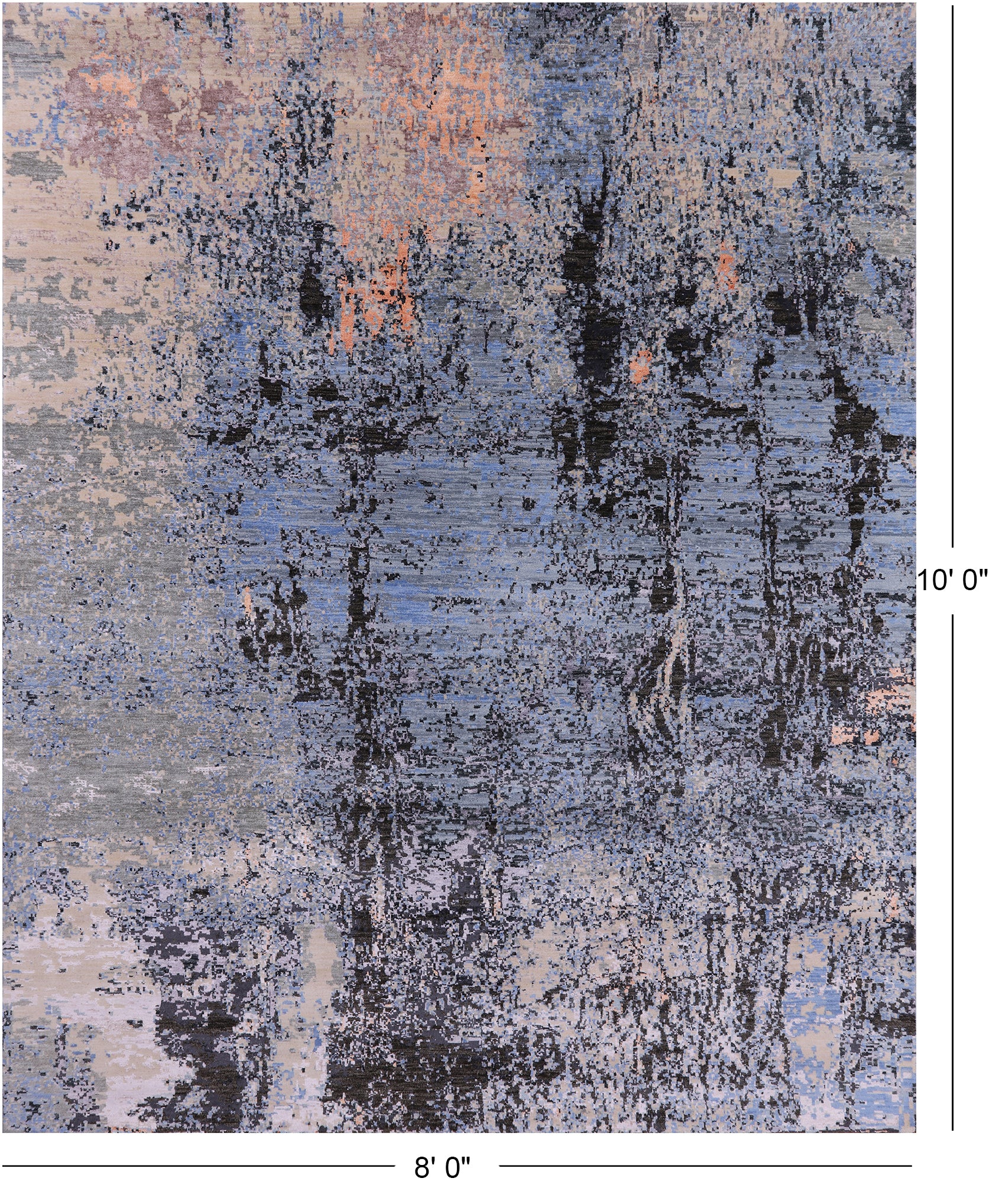 Abstract Contemporary Handmade Wool & Silk Rug - 8' 0" X 10' 0" - Golden Nile