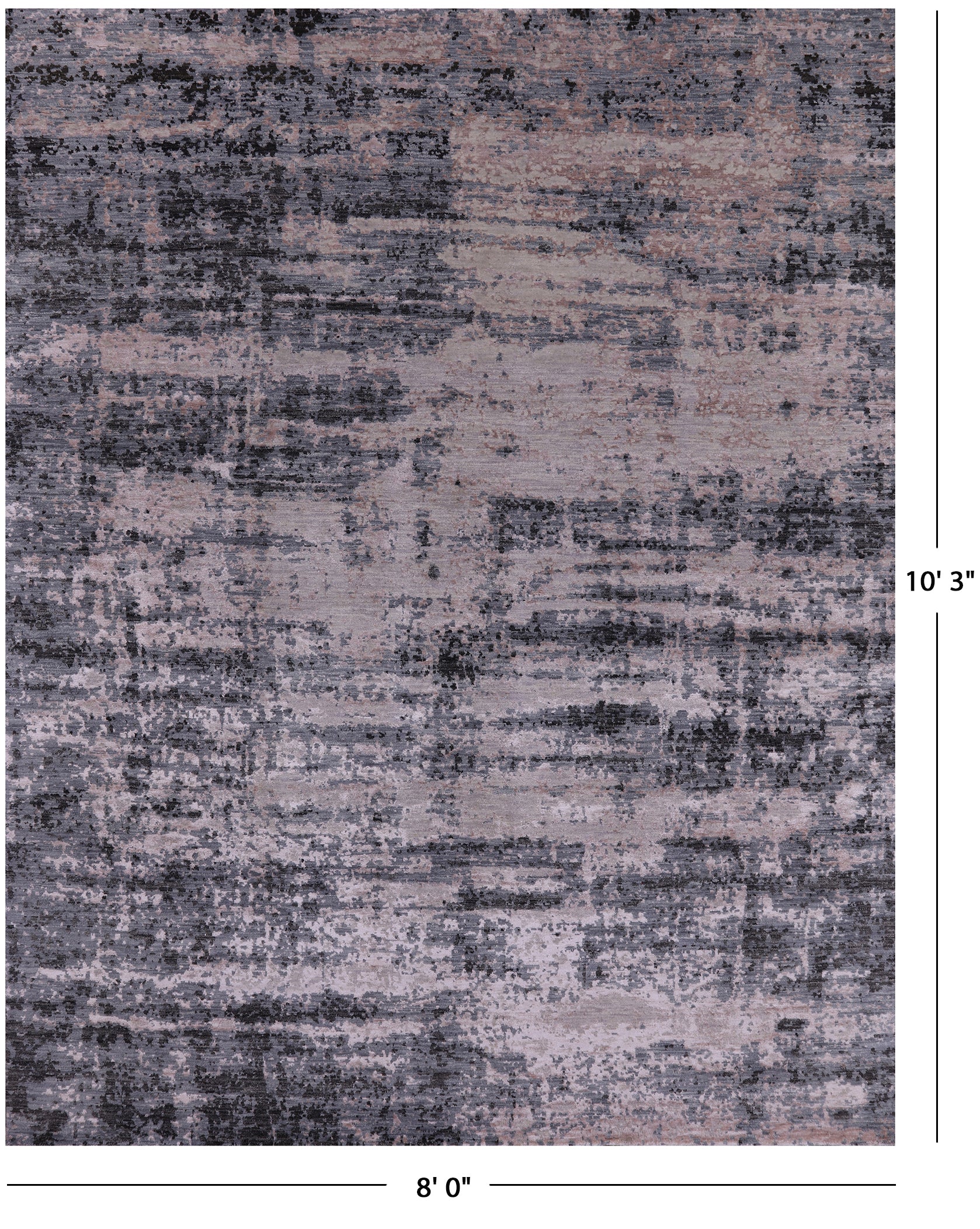 Abstract Contemporary Hand Knotted Wool & Silk Rug - 8' 0" X 10' 3" - Golden Nile