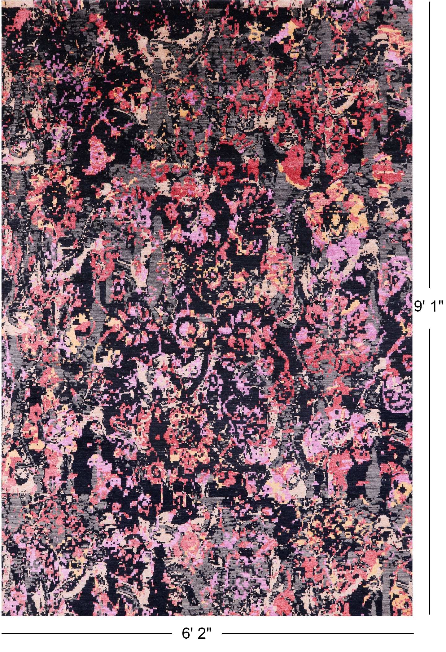 Modern Handmade Wool & Silk Rug - 6' 2" X 9' 1" - Golden Nile