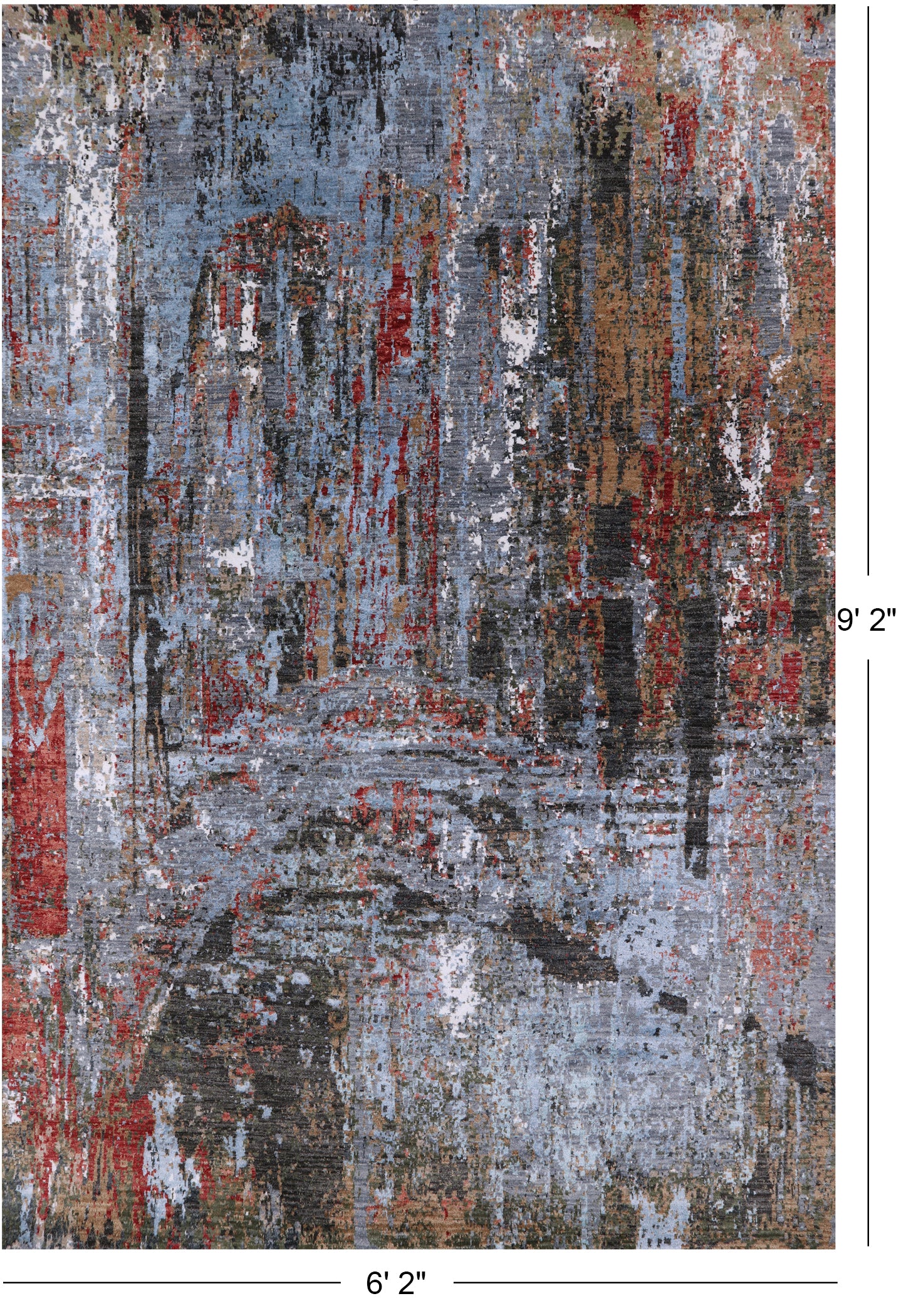 Modern Handmade Wool & Silk Rug - 6' 2" X 9' 2" - Golden Nile