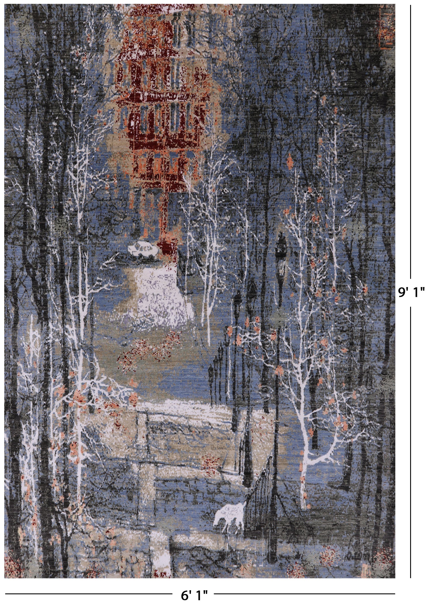 Urban Design Modern Hand Knotted Wool & Silk Rug - 6' 1" X 9' 1" - Golden Nile