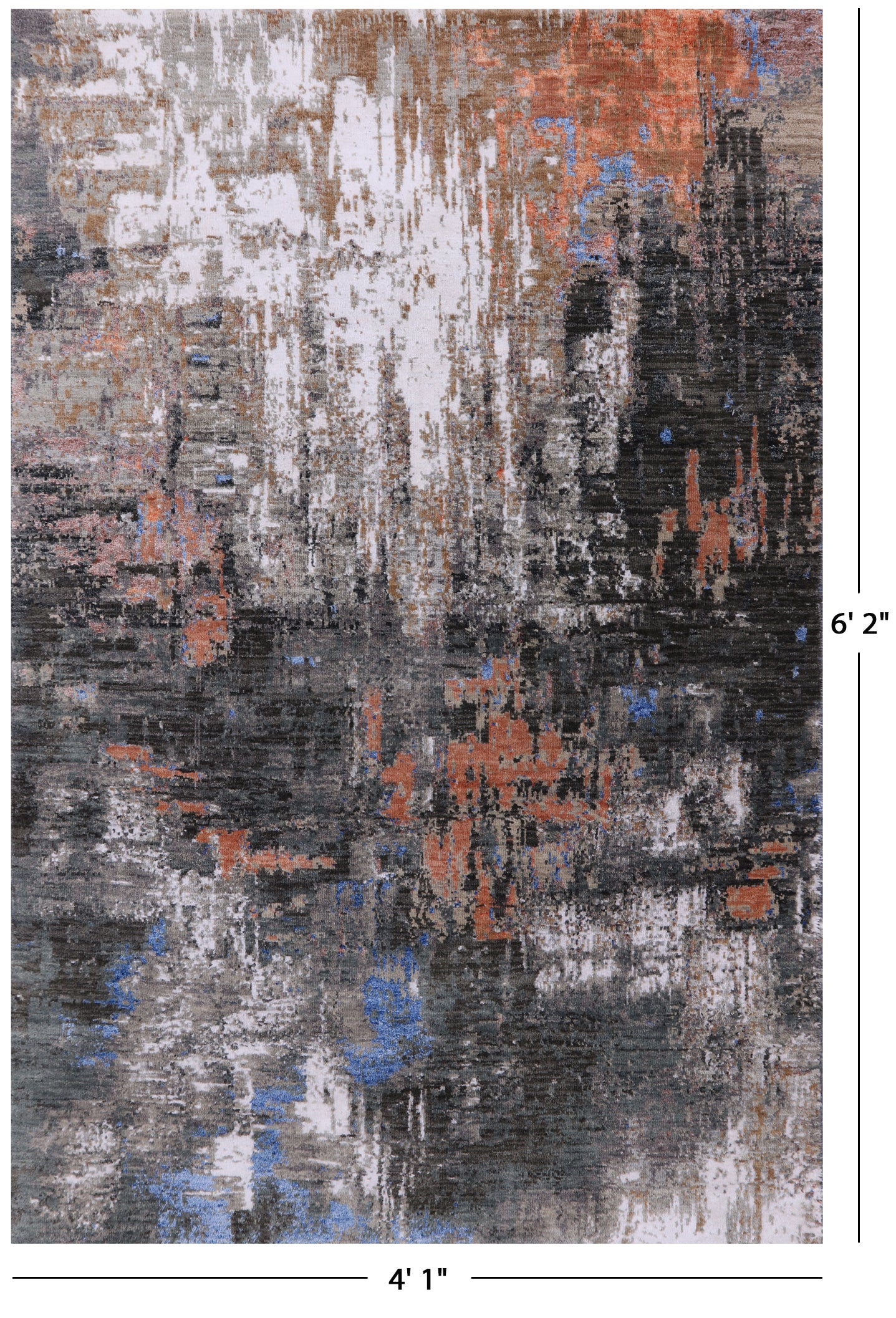 Modern Handmade Wool & Silk Rug - 4' 1" X 6' 2" - Golden Nile