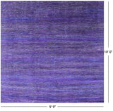 Purple Square Savannah Grass Handmade Wool & Silk Rug - 9' 9" X 10' 0" - Golden Nile