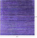 Purple Square Savannah Grass Hand Knotted Wool & Silk Rug - 8' 0" X 8' 2" - Golden Nile
