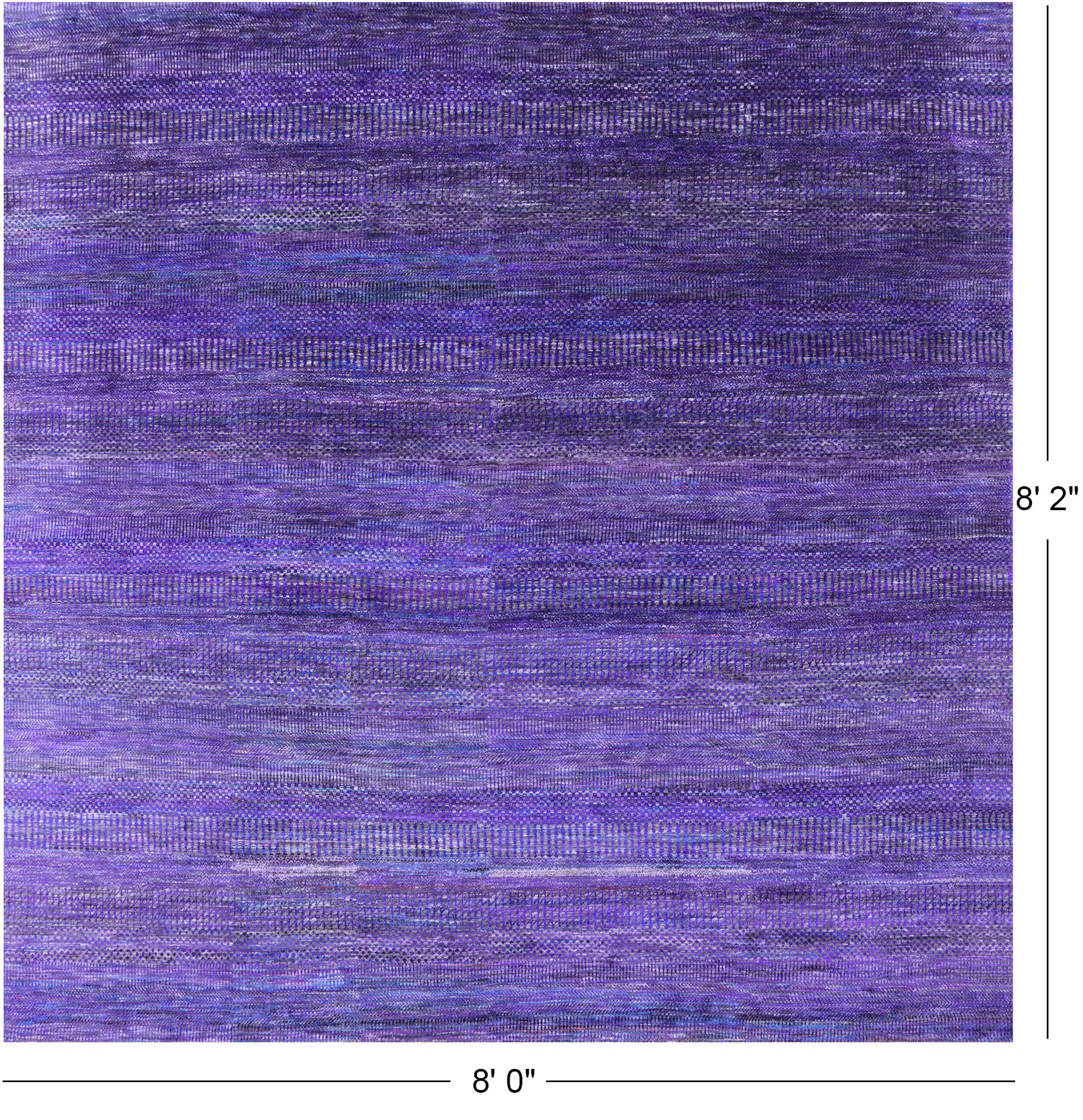 Purple Square Savannah Grass Hand Knotted Wool & Silk Rug - 8' 0" X 8' 2" - Golden Nile