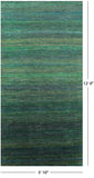 Green Savannah Grass Handmade Wool & Silk Rug - 5' 10" X 12' 0" - Golden Nile