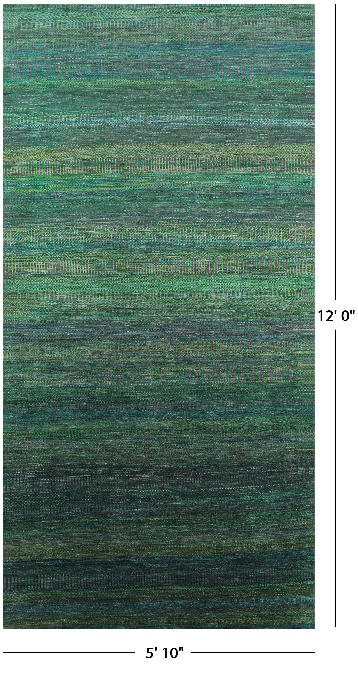Green Savannah Grass Handmade Wool & Silk Rug - 5' 10" X 12' 0" - Golden Nile