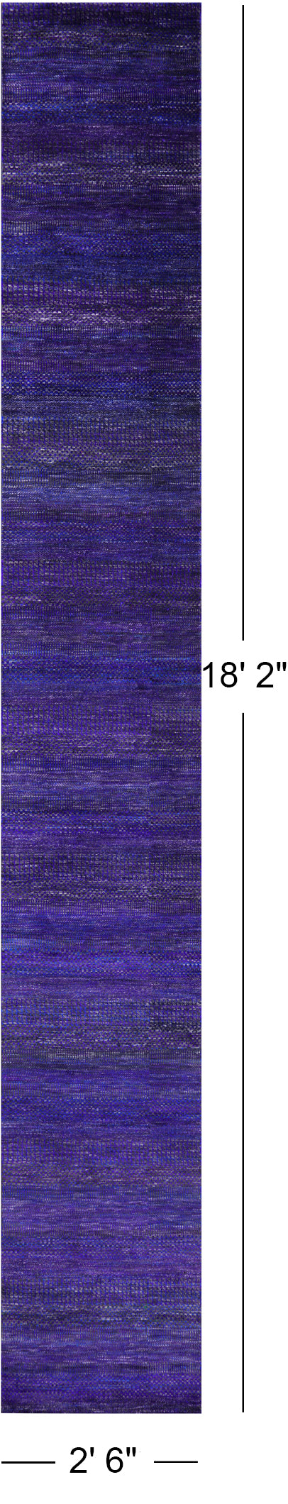 Purple Savannah Grass Hand Knotted Wool & Silk Runner Rug - 2' 6" X 18' 2" - Golden Nile