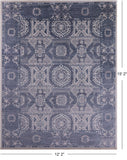 Grey Geometric Persian Mamluk Hand Knotted Wool Rug - 12' 2" X 15' 2" - Golden Nile