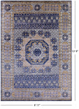 Blue Geometric Persian Mamluk Hand Knotted Wool Rug - 9' 11" X 13' 9" - Golden Nile