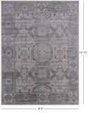 Ivory Geometric Persian Mamluk Hand Knotted Wool Rug - 9' 2" X 11' 11" - Golden Nile