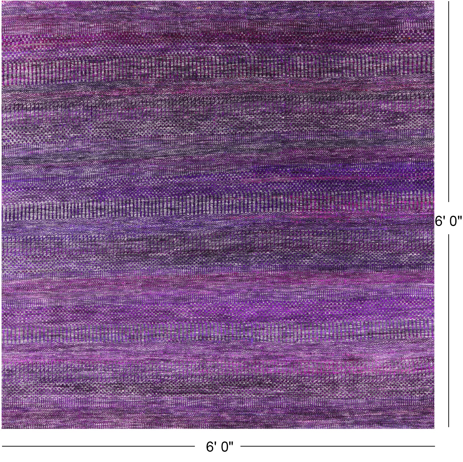 Purple Square Savannah Grass Hand Knotted Wool & Silk Rug - 6' 0" X 6' 0" - Golden Nile
