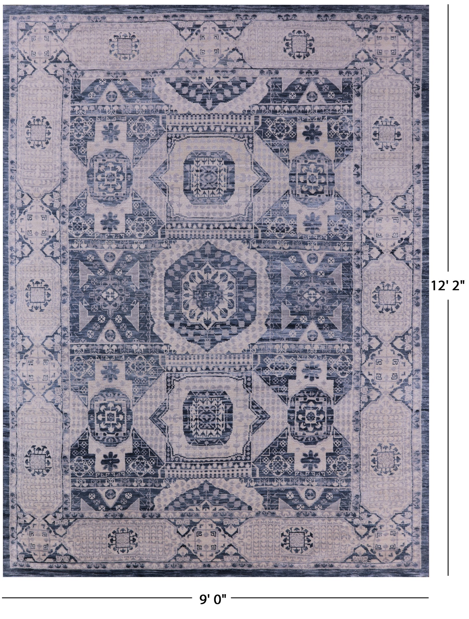 Geometric Persian Mamluk Hand Knotted Wool Rug - 9' 0" X 12' 2" - Golden Nile