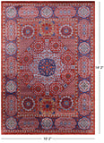 Red Geometric Persian Mamluk Hand Knotted Wool Rug - 10' 2" X 14' 2" - Golden Nile