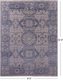 Ivory Geometric Persian Mamluk Hand Knotted Wool Rug - 9' 0" X 12' 3" - Golden Nile