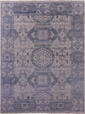 Ivory Geometric Persian Mamluk Hand Knotted Wool Rug - 9' 0" X 12' 3" - Golden Nile