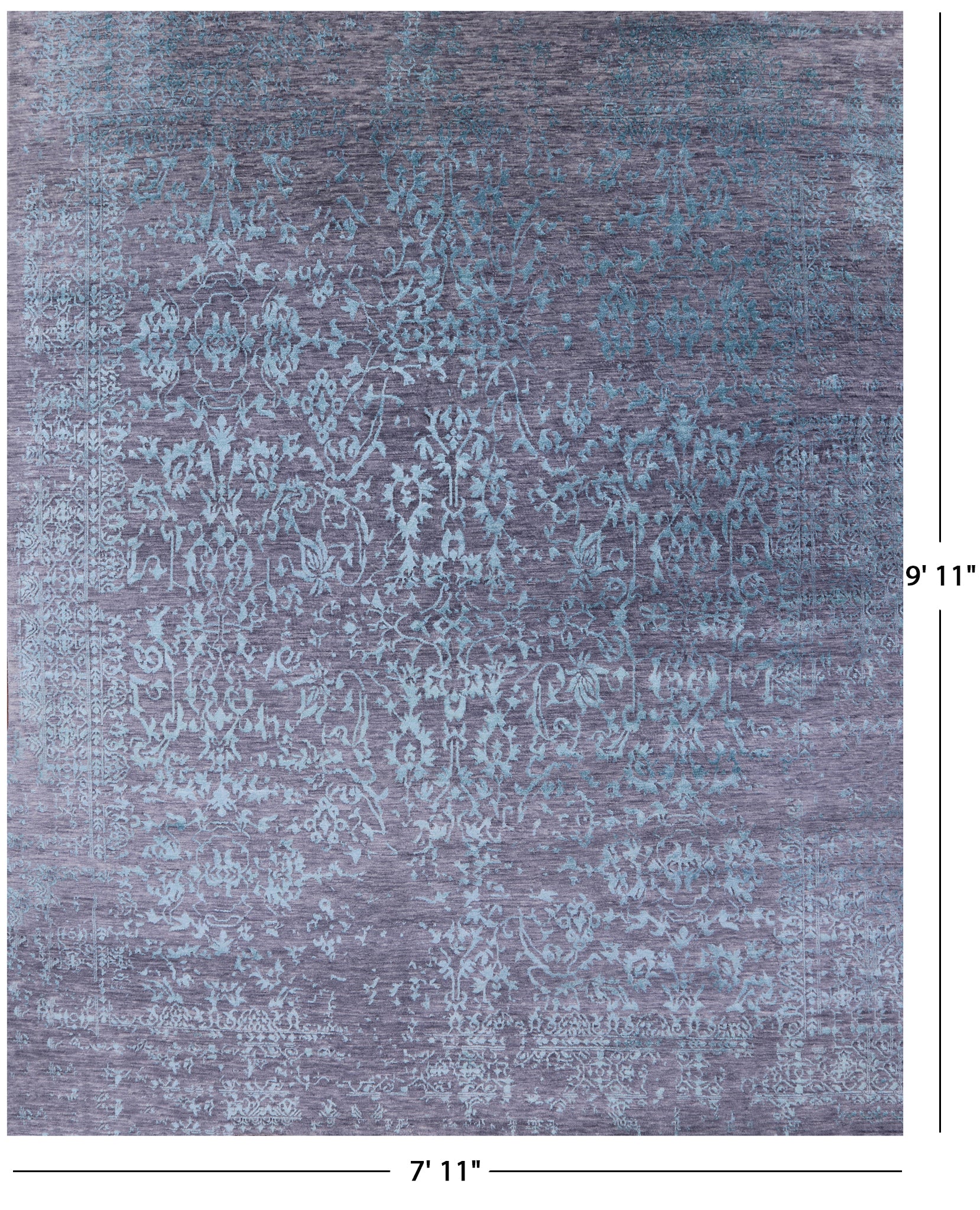 Grey Modern Hand Knotted Wool & Silk Rug - 7' 11" X 9' 11" - Golden Nile