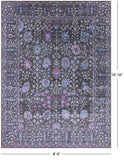 Grey Contemporary Hand Knotted Wool & Silk Rug - 8' 0" X 10' 10" - Golden Nile