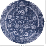 Blue Round Modern Handmade Wool & Silk Rug - 8' 3" X 8' 3" - Golden Nile