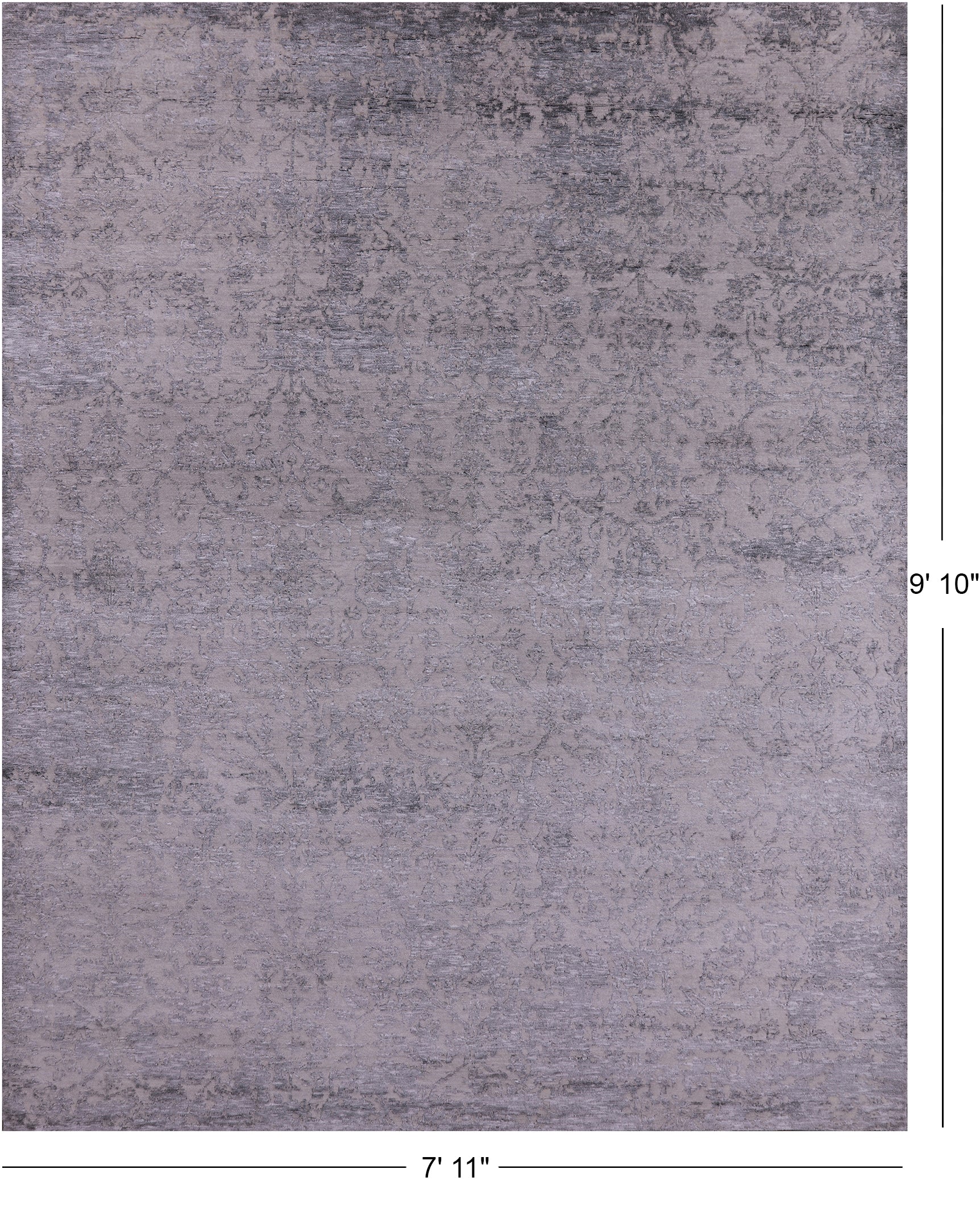 Grey Modern Handmade Wool & Silk Rug - 7' 11" X 9' 10" - Golden Nile