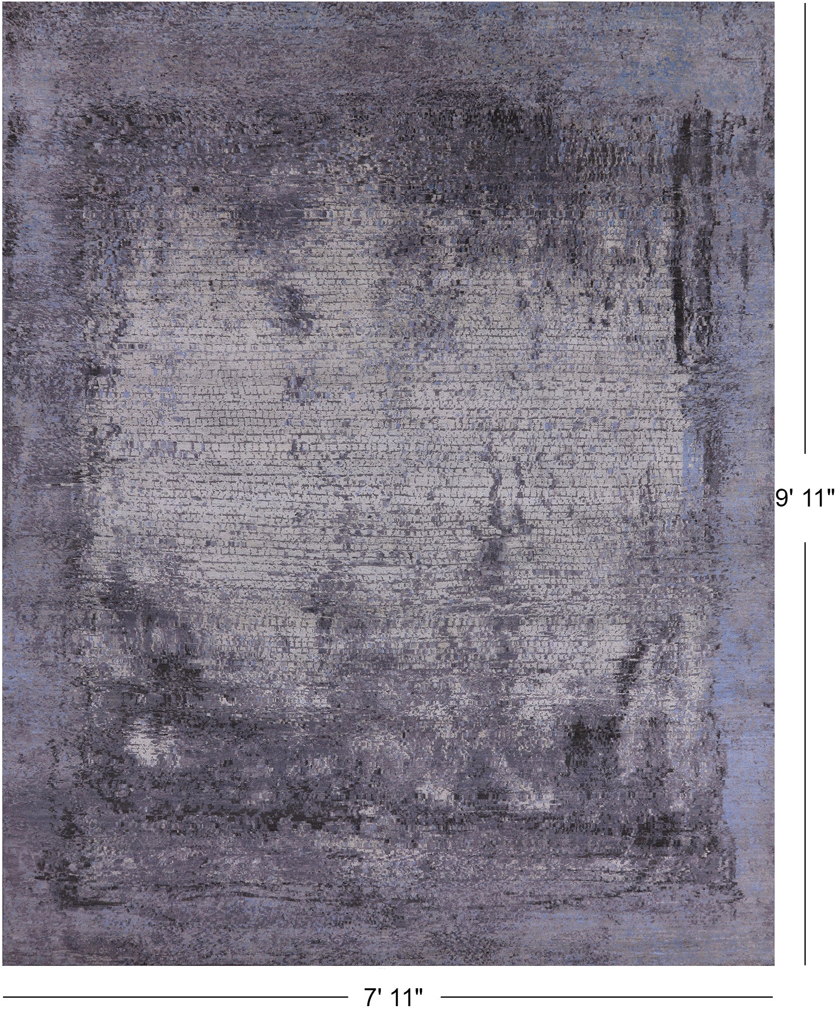 Abstract Modern Hand Knotted Wool & Silk Rug - 7' 11" X 9' 11" - Golden Nile