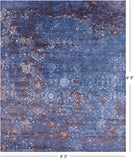 Blue Contemporary Hand Knotted Wool & Silk Rug - 8' 0" X 9' 9" - Golden Nile