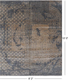 SUPER SALE Grey Abstract Modern Hand Knotted Wool & Silk Rug - 8' 2" X 10' 0"